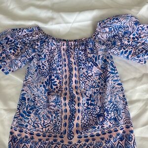 XS Lilly Pulitzer Frankee Off The Shoulder Calla Lillie Pink